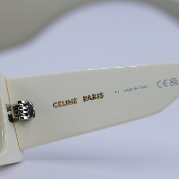 ?️ New Celine CL40282U 25A Sunglasses - Shiny Ivory Frame, Smoke Lenses